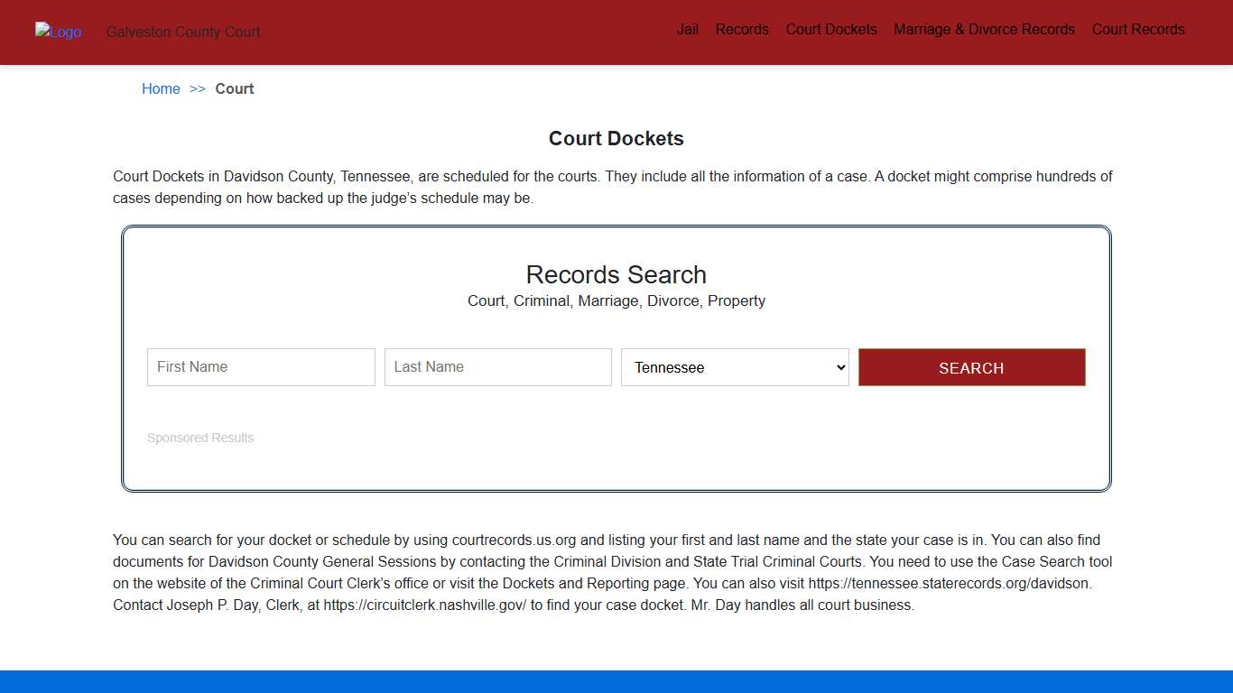 Court Dockets Davidson County TN Court